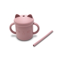Bicchiere in Silicone con Manico e Cannuccia Deep PINK